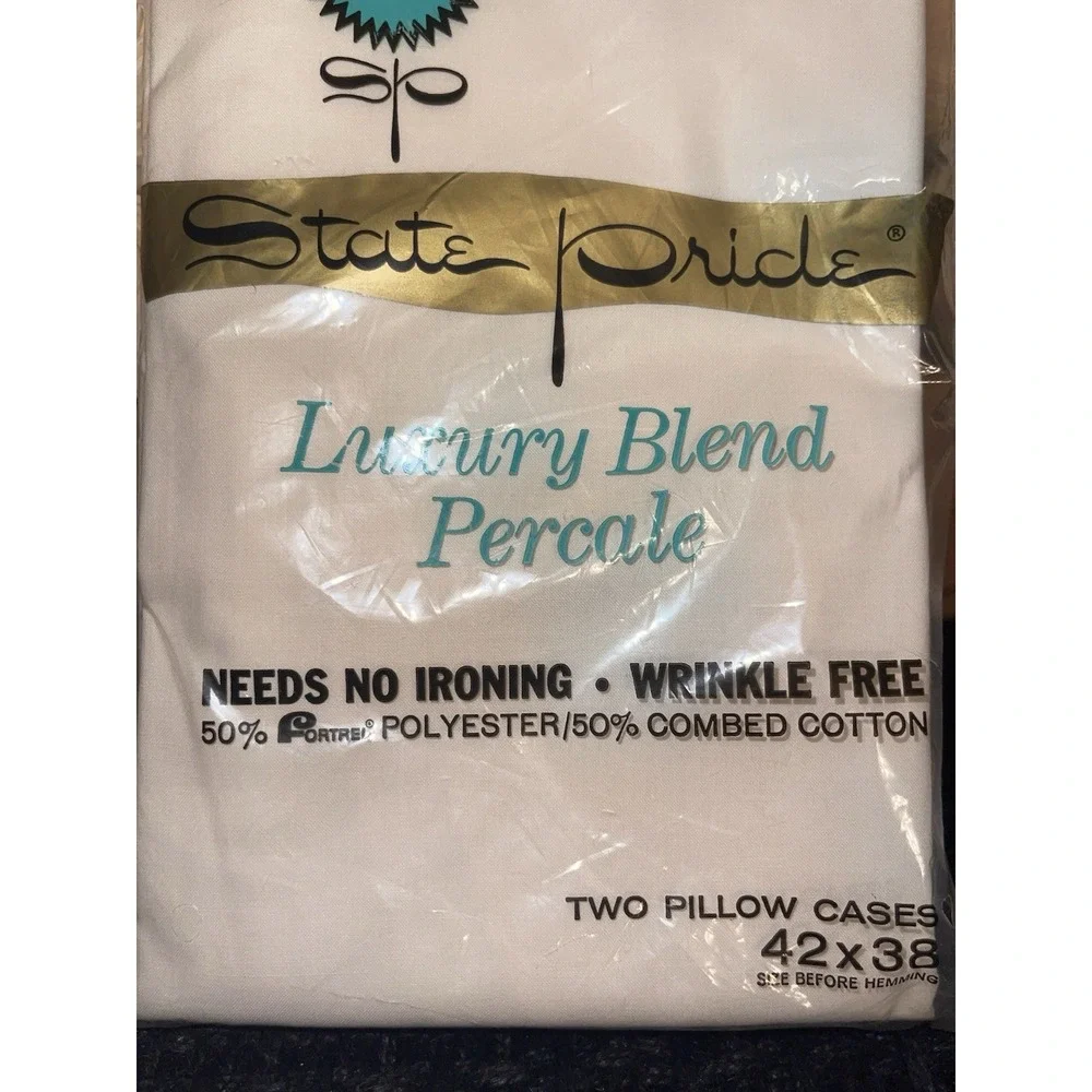 Vintage State Pride Luxury Blend White Queen Pillow‎ Case 42 X 38 Set Of 2